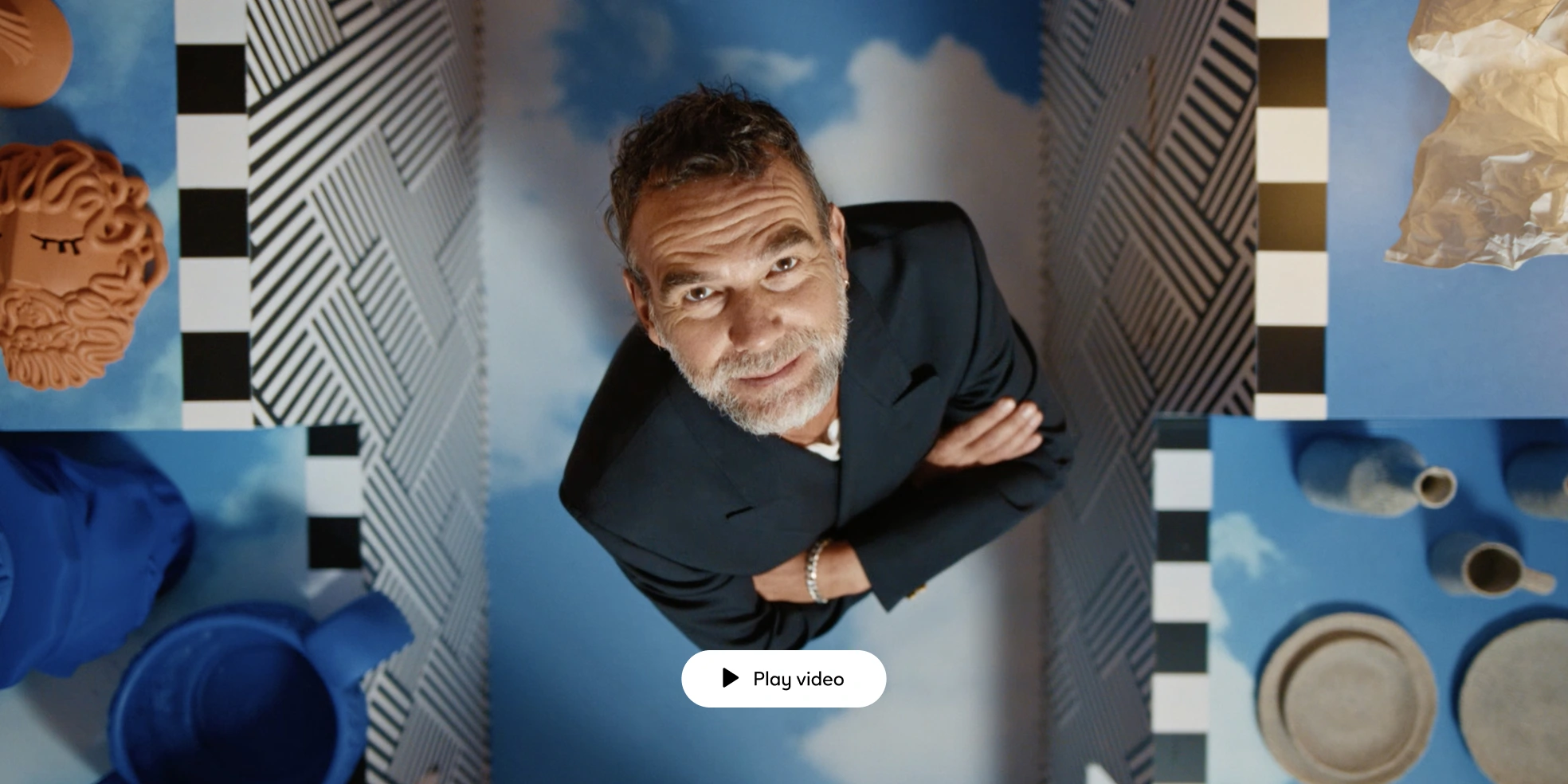 Designer Stefano Seletti and play video button