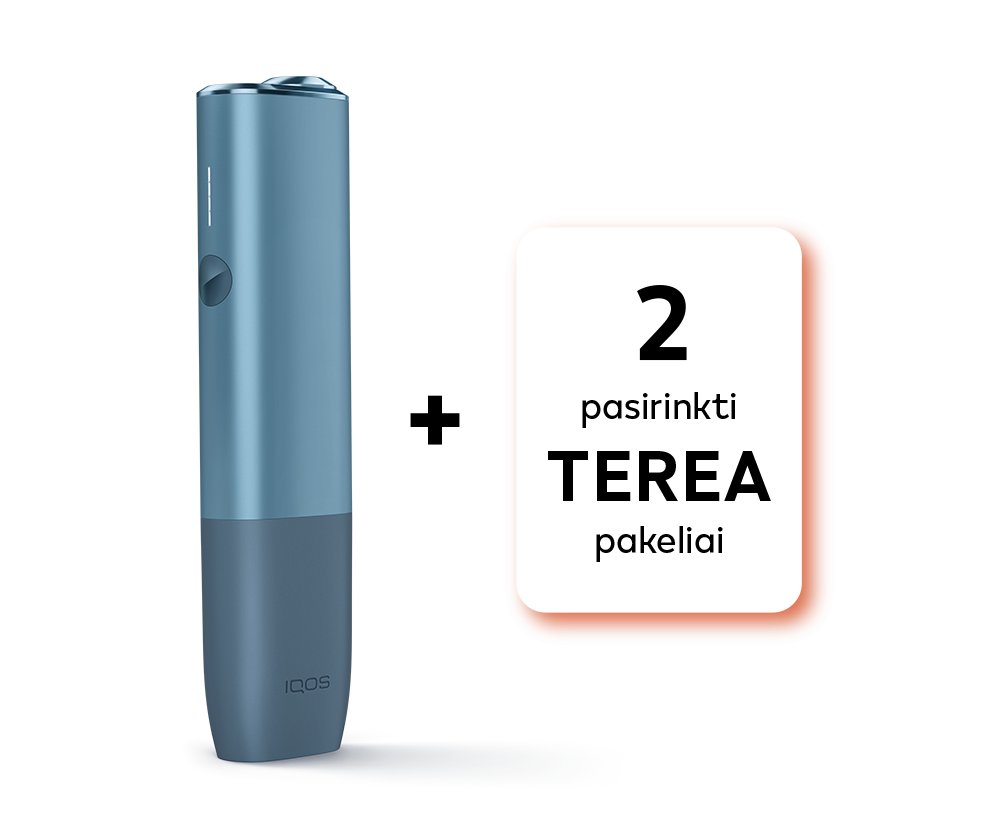 Kaitinimo rinkinys: IQOS ILUMA ONE įrenginys Azure Blue spalvos su „2 pasirinktais Terea pakeliais“