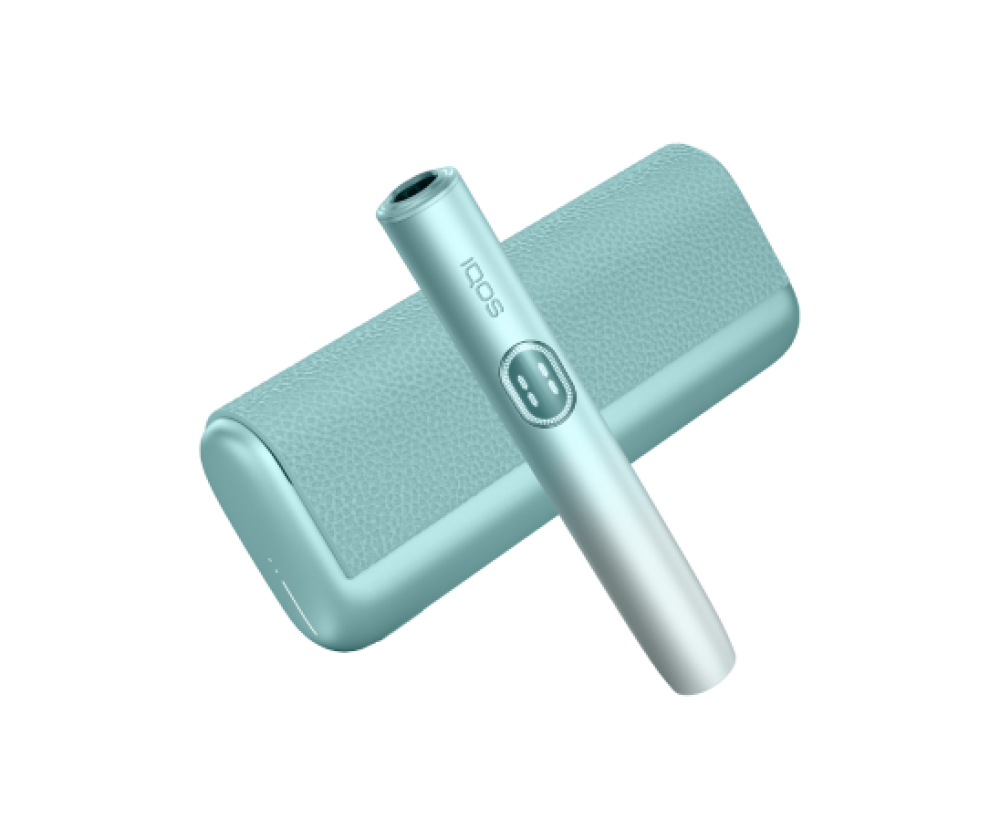IQOS ILUMA i PRIME holder and charger in Breeze Blue color