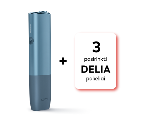 Kaitinimo rinkinys: IQOS ILUMA ONE įrenginys Azure Blue spalvos su „3 pasirinktais Delia pakeliais“